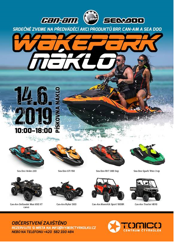 Sea-Doo 2019 Wakepark Náklo - pátek 14. června od 10:00 do 18:00 hod.